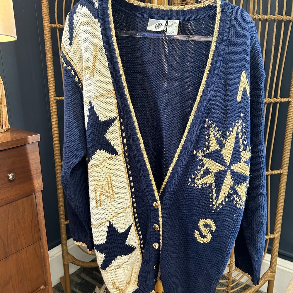 Jason Maxwell Vintage Compass Cardigan Sweater